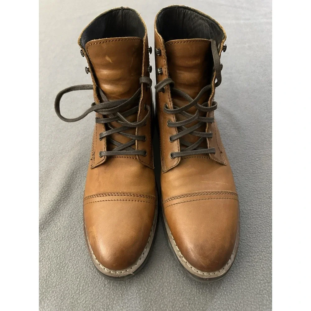 Size 10 Men's Thursday Boot Company Boots Captain Classic Brown Leather Cap Toe